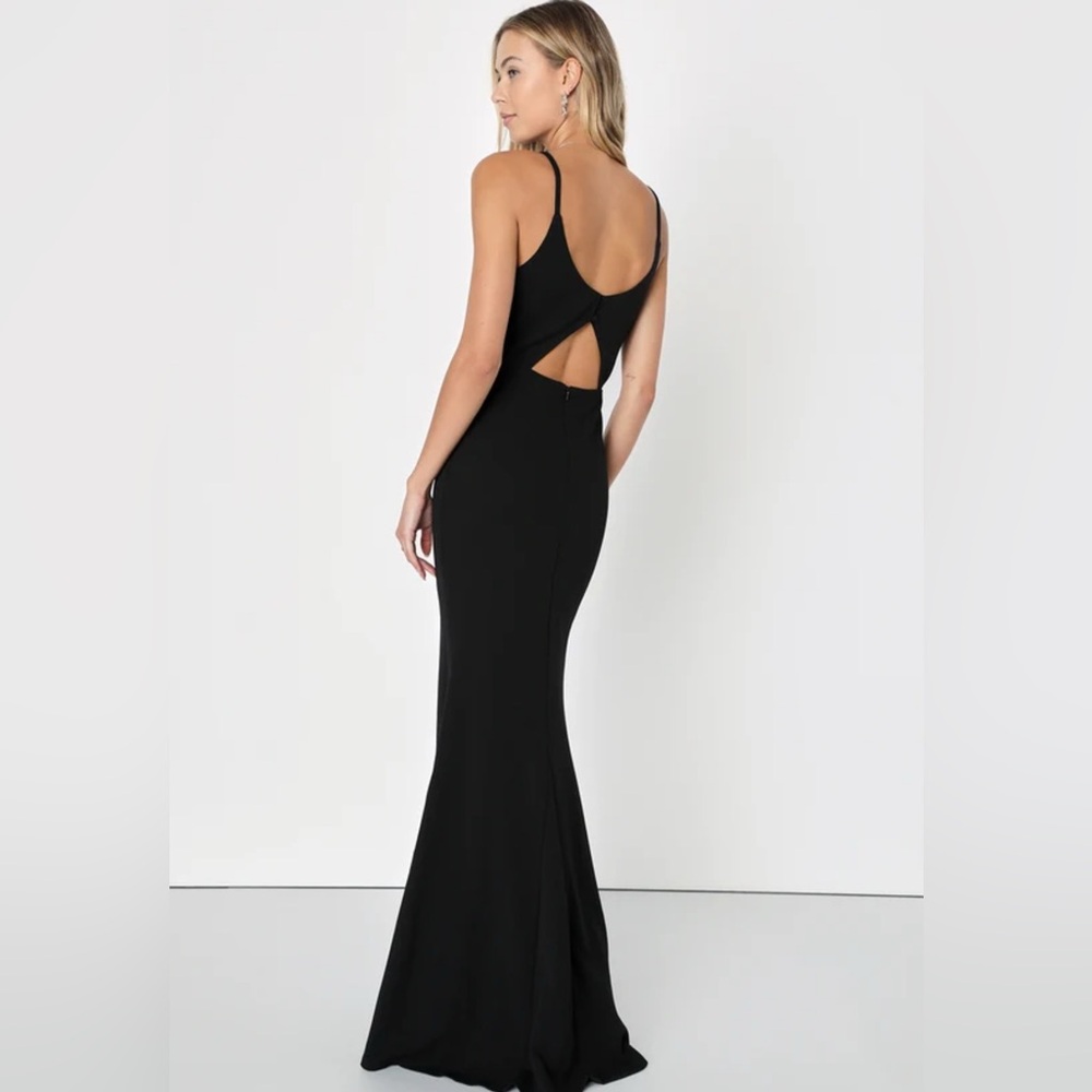 Lulu’s Moments Of Bliss Black Backless Mermaid Maxi Dress XS
